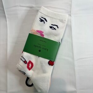 Kate Spade New York 3 Pack Crew Socks Pink White Black Valentines Day One Size